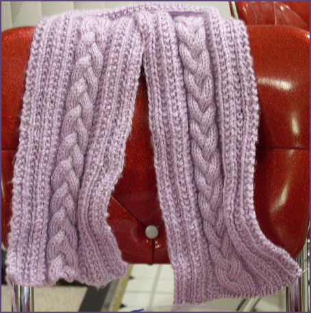 lavender cabled scarf