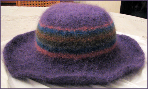 purple hat, felted