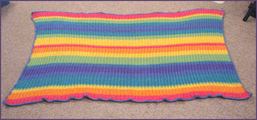 Rainbow striped baby blanket completed