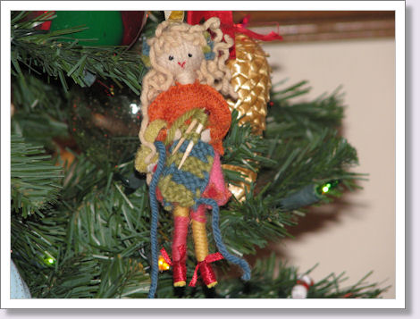 girl knitting ornament